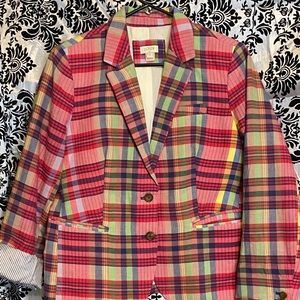 J. Crew blazer pink plaid cotton